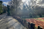 Pooled water caused by blocked road drainage meant that dirty water was sprayed by passing vehicles down the hill and on to the courts rendering them unplayable.